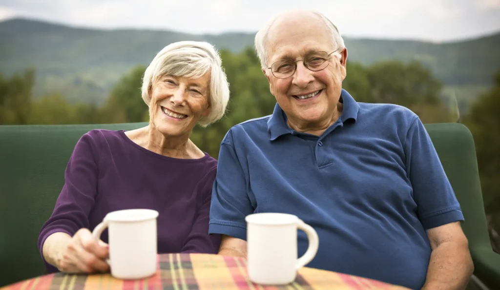 couple having coffee outdoors