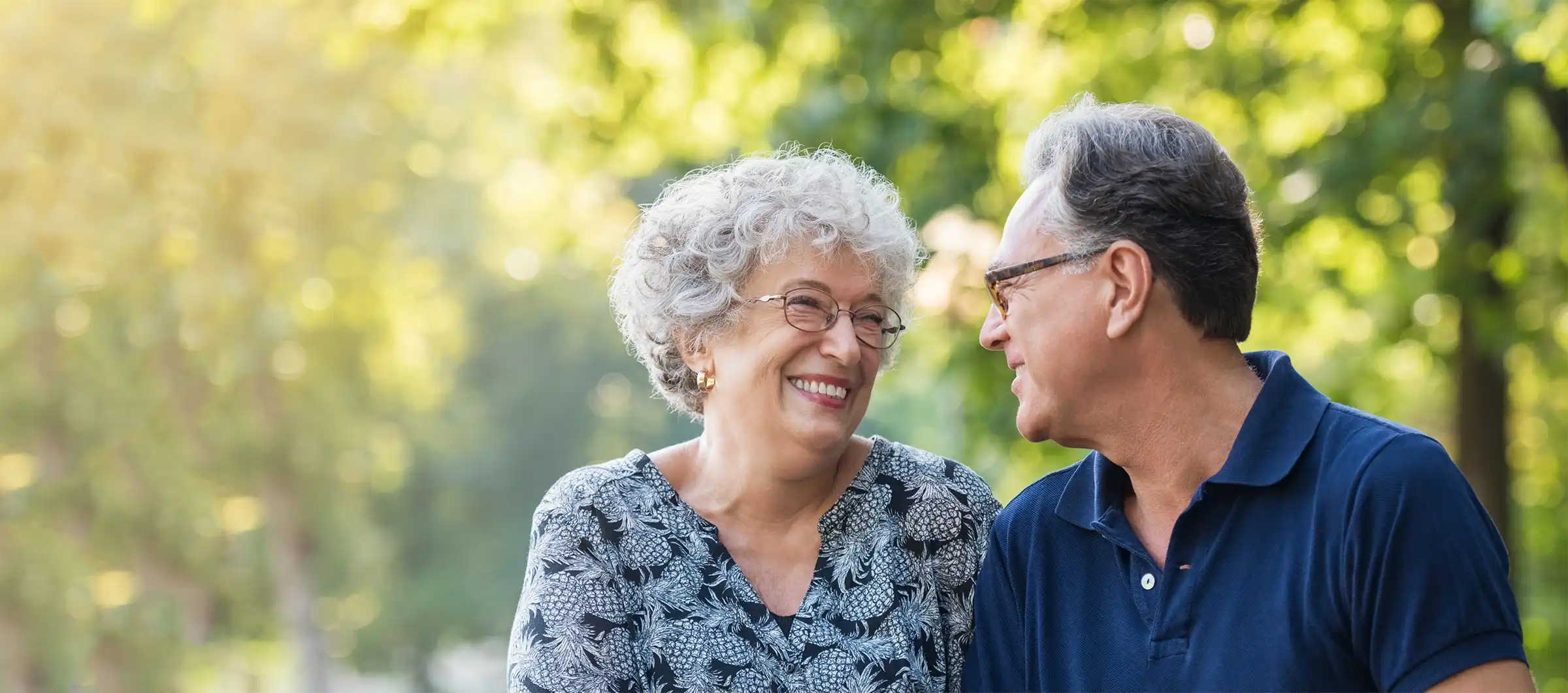 Couple smiling outdoors