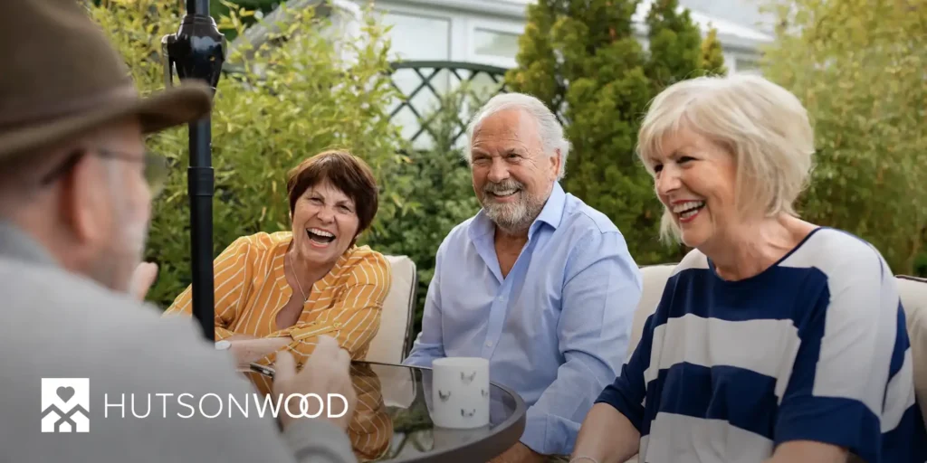 Group of seniors chatting outdoors